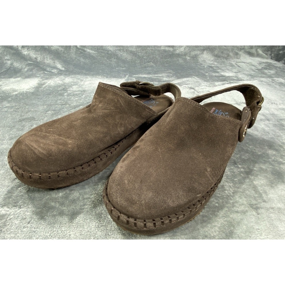 Skechers Womens Warm Memory Foam Slippers Size 8.5 Mocha Brown Suede Strap Shoes